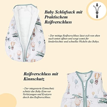 TupTam Baby Ganzjahres Schlafsack Ärmellos Wattiert, Farbe: Sterne Grau/Weiß, Größe: 56-62 - 7